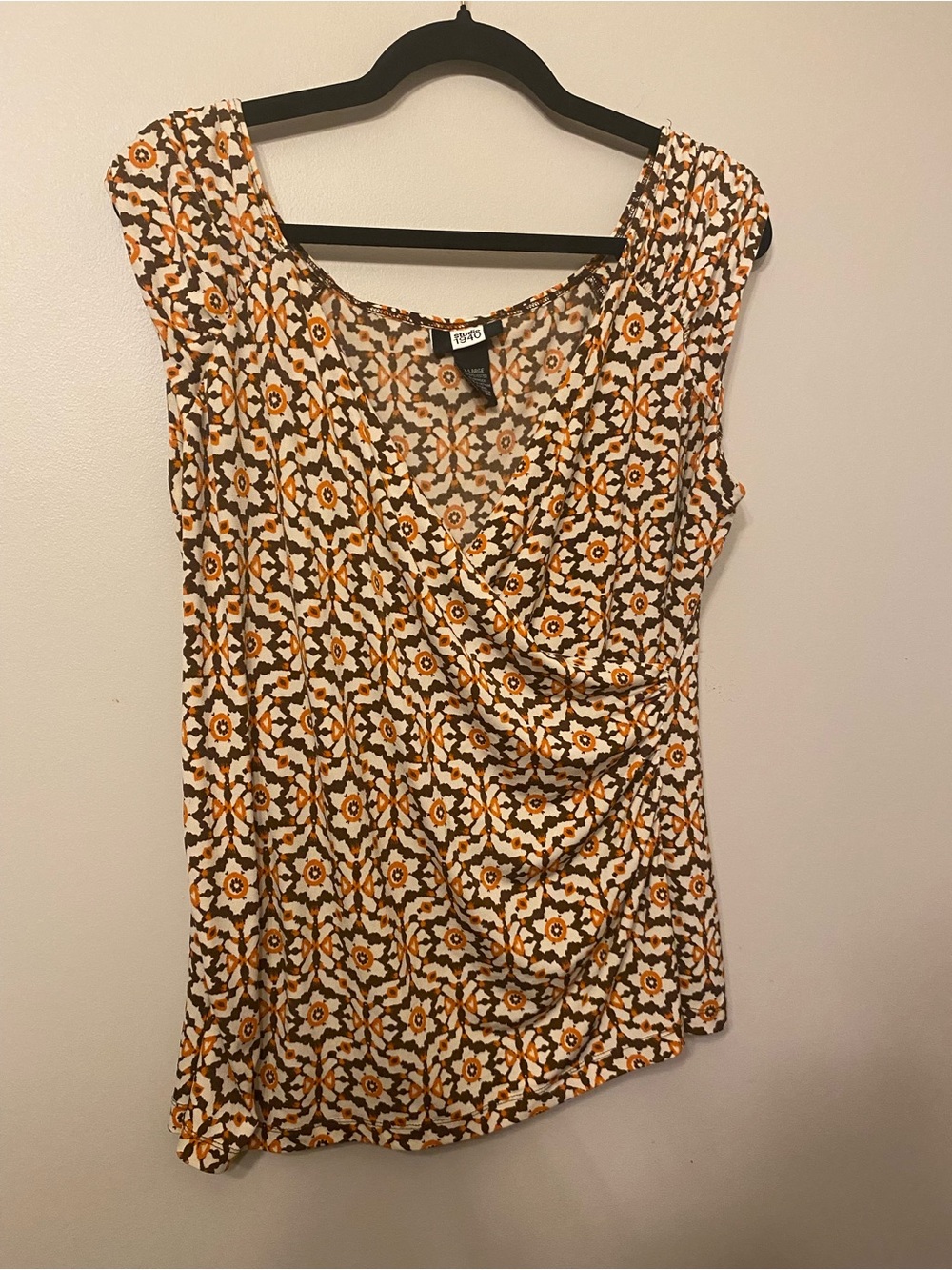 Studio 1940 Cream & Mustard Floral Draped Sleeveless Top
